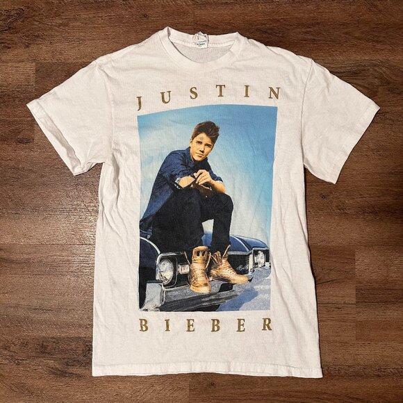 Justin Bieber Believe Tour Short Sleeve Small White Cotton Graphic T Shirt - Picture 1 of 7